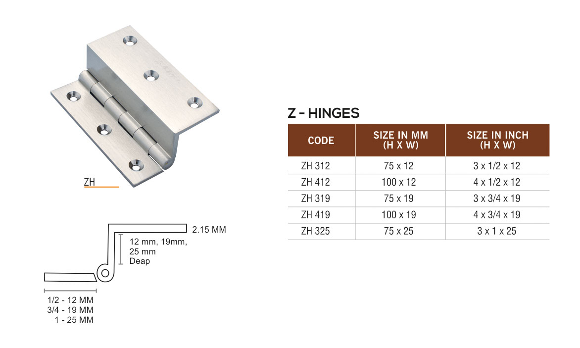ZH by Decor Brass Hardware Hinges