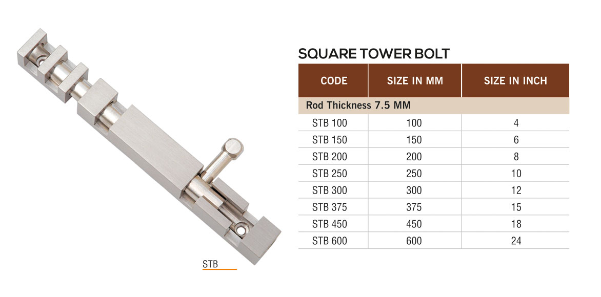 STB by Decor Brass Hardware Tower Bolt